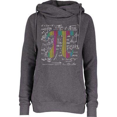 Pi Day 3 14 Pi Symbol With Math Equations Gift For Math Geek Meaningful Gift Womens Funnel Neck Pullover Hood