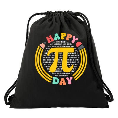 Pi Day 3.14 Pi Digits Happy Spiral Pi Day Drawstring Bag