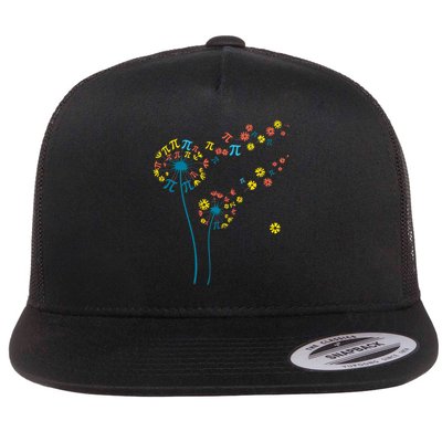 Pi Dandelion 3.14 Pi Day number Math Teacher Science Lovers Flat Bill Trucker Hat