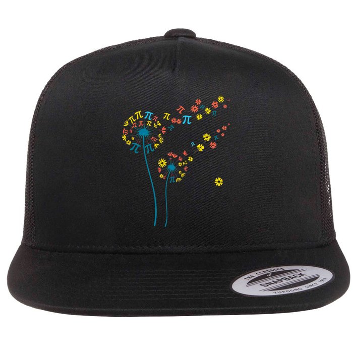Pi Dandelion 3.14 Pi Day number Math Teacher Science Lovers Flat Bill Trucker Hat