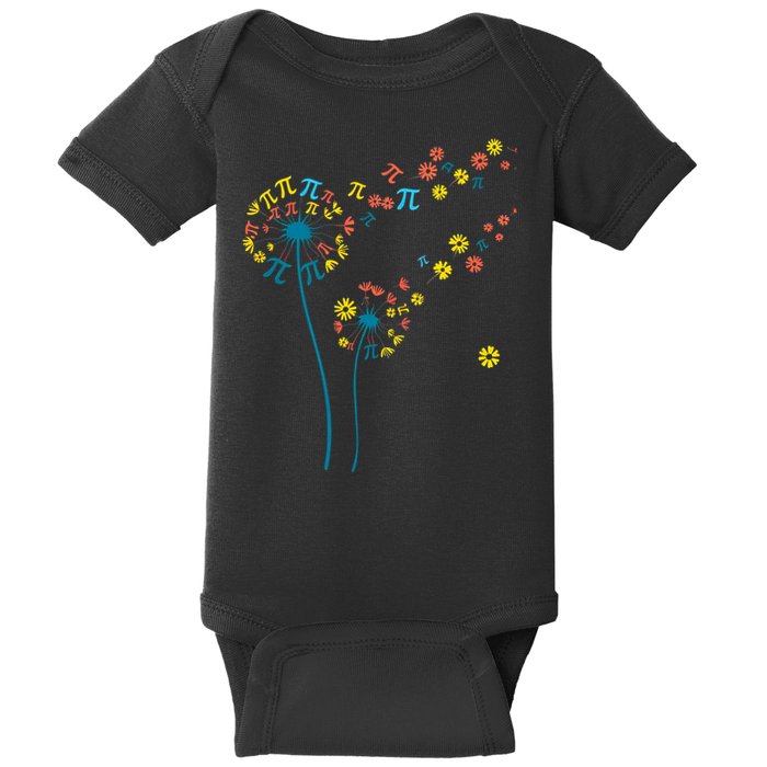 Pi Dandelion 3.14 Pi Day number Math Teacher Science Lovers Baby Bodysuit