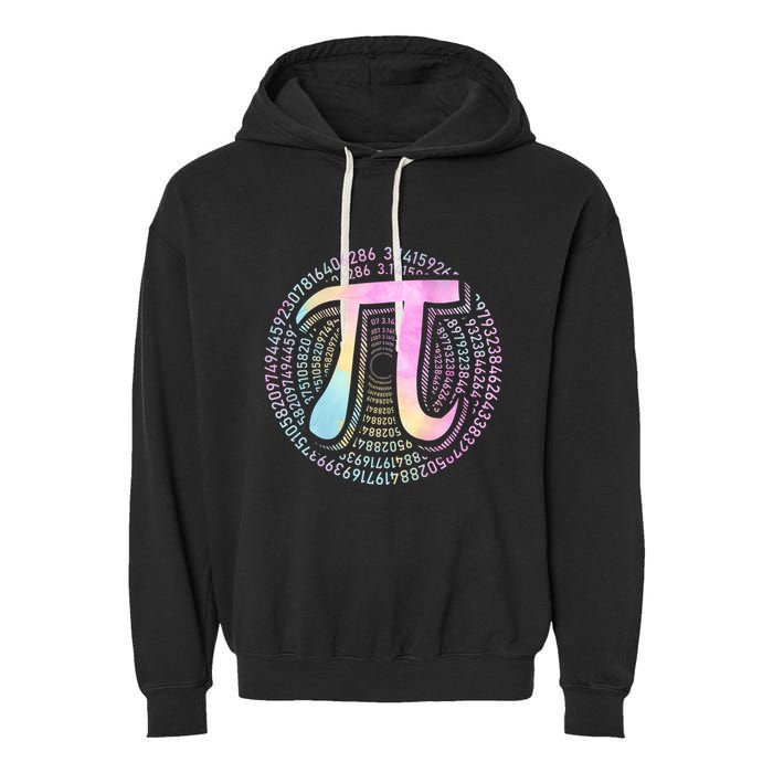 Pi Day 3 14 Spiral Pi Number Symbol Math Science Tie Dye Cool Gift Garment-Dyed Fleece Hoodie