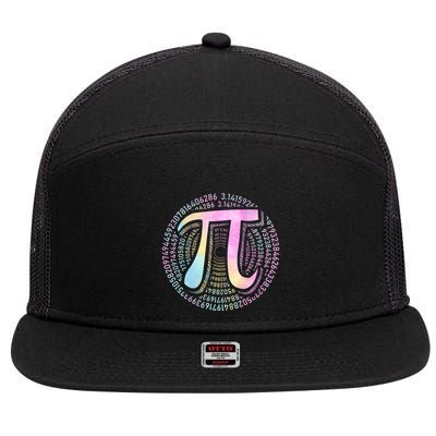Pi Day 3 14 Spiral Pi Number Symbol Math Science Tie Dye Cool Gift 7 Panel Mesh Trucker Snapback Hat