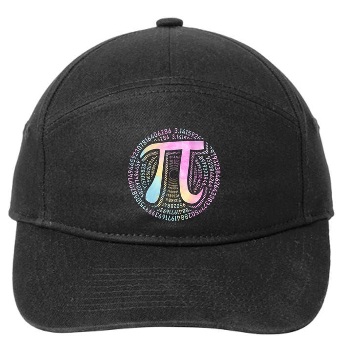 Pi Day 3 14 Spiral Pi Number Symbol Math Science Tie Dye Cool Gift 7-Panel Snapback Hat