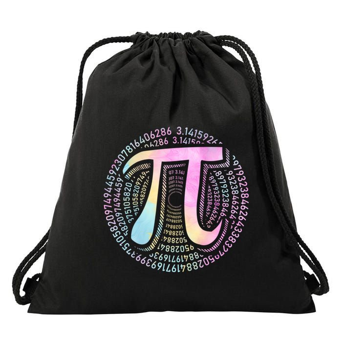 Pi Day 3 14 Spiral Pi Number Symbol Math Science Tie Dye Cool Gift Drawstring Bag