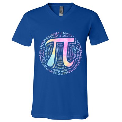 Pi Day 3 14 Spiral Pi Number Symbol Math Science Tie Dye Cool Gift V-Neck T-Shirt