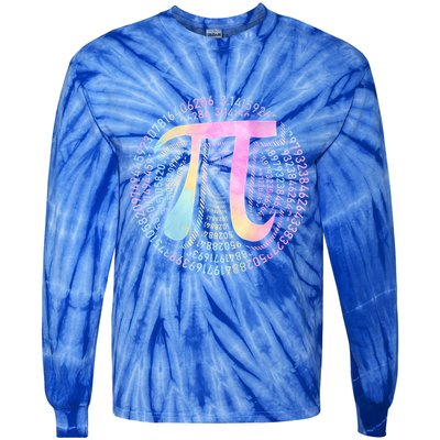 Pi Day 3 14 Spiral Pi Number Symbol Math Science Tie Dye Cool Gift Tie-Dye Long Sleeve Shirt