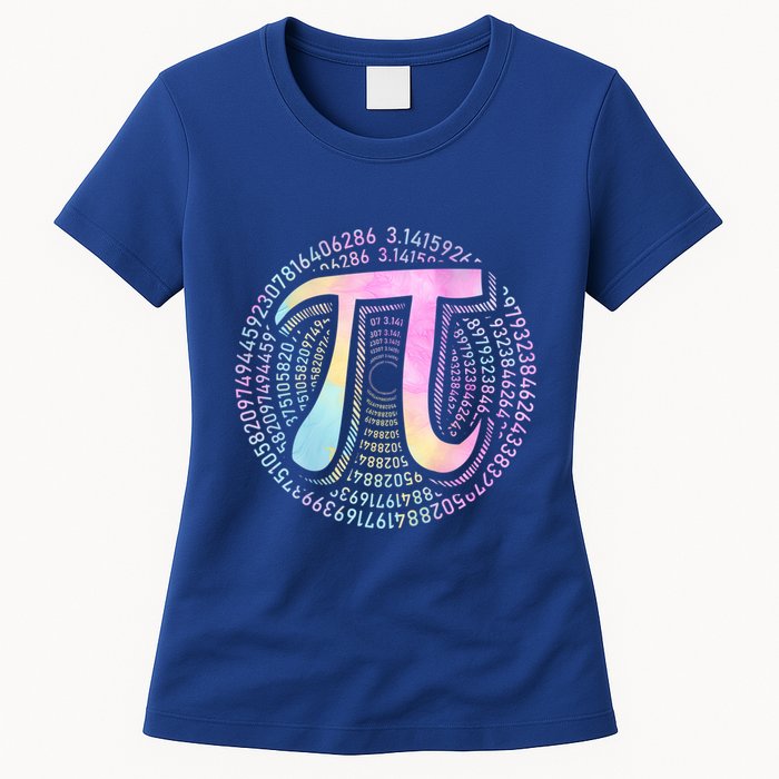 Pi Day 3 14 Spiral Pi Number Symbol Math Science Tie Dye Cool Gift Womens T-Shirt