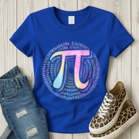 Pi Day 3 14 Spiral Pi Number Symbol Math Science Tie Dye Cool Gift Womens T-Shirt