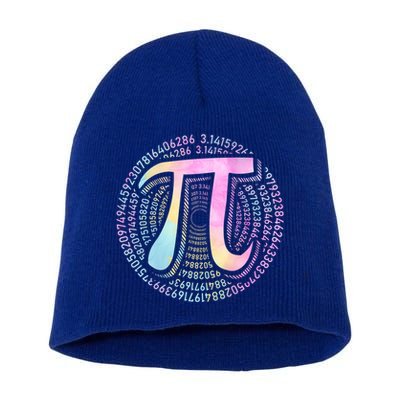 Pi Day 3 14 Spiral Pi Number Symbol Math Science Tie Dye Cool Gift Short Acrylic Beanie