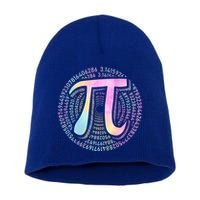Pi Day 3 14 Spiral Pi Number Symbol Math Science Tie Dye Cool Gift Short Acrylic Beanie