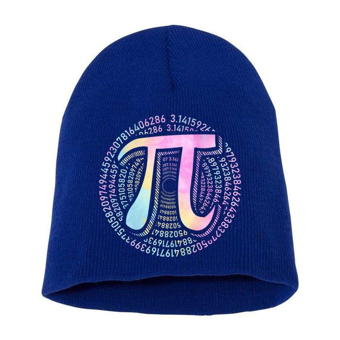 Pi Day 3 14 Spiral Pi Number Symbol Math Science Tie Dye Cool Gift Short Acrylic Beanie