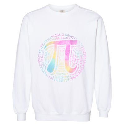 Pi Day 3 14 Spiral Pi Number Symbol Math Science Tie Dye Cool Gift Garment-Dyed Sweatshirt