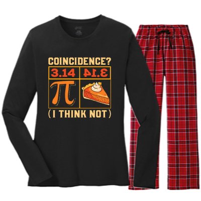 Pi Day 3 14 Pie Coincidence I Think Not Women's Long Sleeve Flannel Pajama Set 