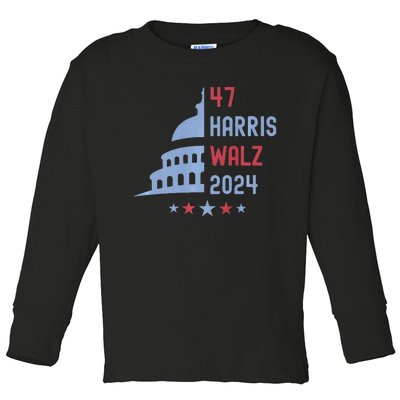 Political Democrat 47 Presidential Election 2024 Harris Walz Toddler Long Sleeve Shirt