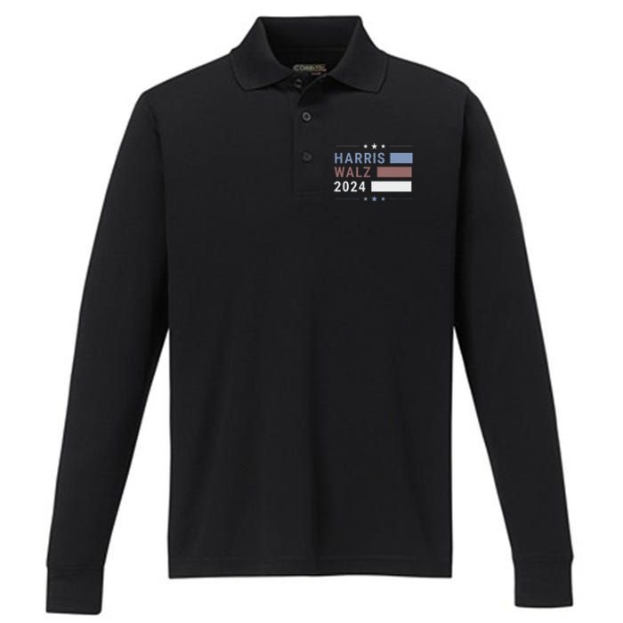 Political Democrat 47 Presidential Election 2024 Harris Walz Performance Long Sleeve Polo