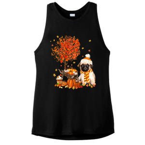 Pug Dog Autumn Fall Pumpkin Truck Mappe Festive Thanksgiving Ladies PosiCharge Tri-Blend Wicking Tank