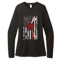 Patriotic Design Axe Halligan Thin Line Red Firefighter Womens CVC Long Sleeve Shirt