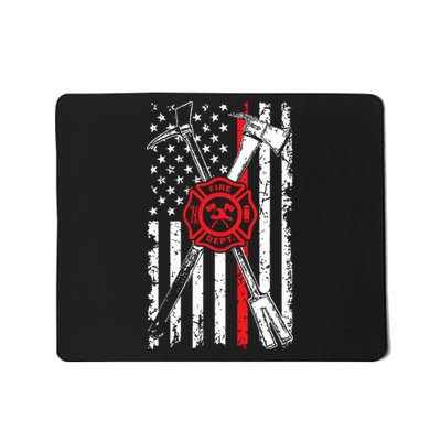 Patriotic Design Axe Halligan Thin Line Red Firefighter Mousepad