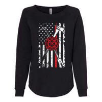 Patriotic Design Axe Halligan Thin Line Red Firefighter Womens California Wash Sweatshirt