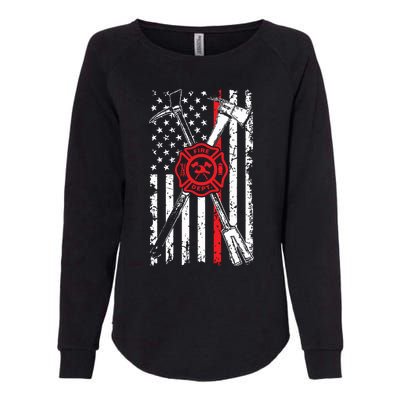 Patriotic Design Axe Halligan Thin Line Red Firefighter Womens California Wash Sweatshirt