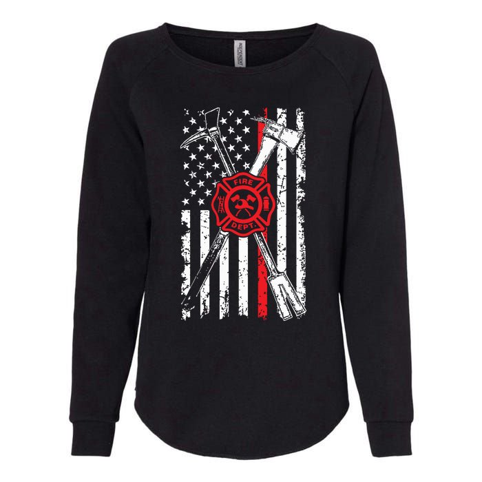 Patriotic Design Axe Halligan Thin Line Red Firefighter Womens California Wash Sweatshirt