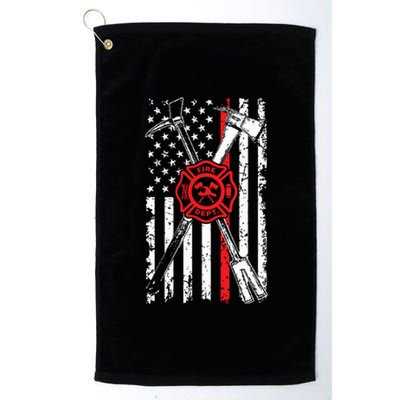 Patriotic Design Axe Halligan Thin Line Red Firefighter Platinum Collection Golf Towel