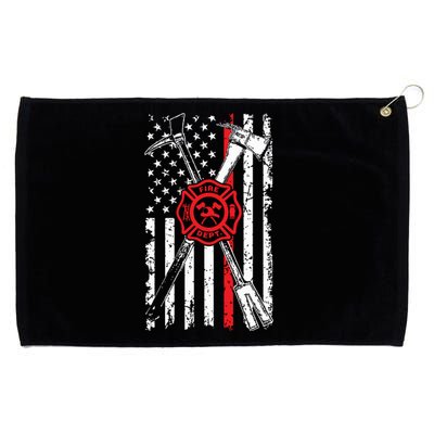 Patriotic Design Axe Halligan Thin Line Red Firefighter Grommeted Golf Towel