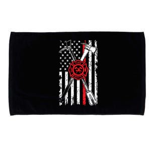 Patriotic Design Axe Halligan Thin Line Red Firefighter Microfiber Hand Towel