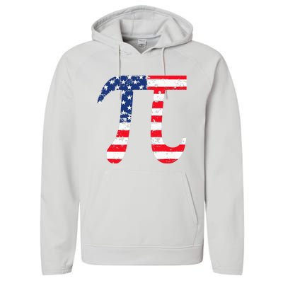 Pi Day American Flag Patriotic Math Nerd Geek 3.14 July 4th Performance Fleece Hoodie