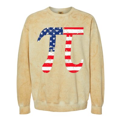 Pi Day American Flag Patriotic Math Nerd Geek 3.14 July 4th Colorblast Crewneck Sweatshirt