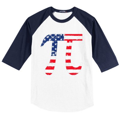 Pi Day American Flag Patriotic Math Nerd Geek 3.14 July 4th Baseball Sleeve Shirt