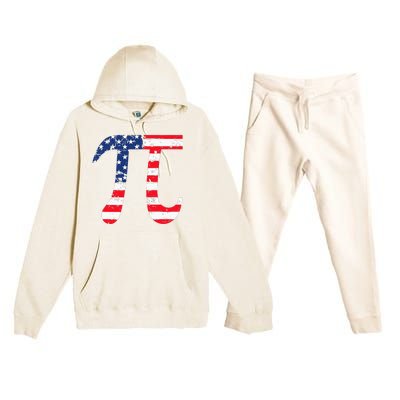 Pi Day American Flag Patriotic Math Nerd Geek 3.14 July 4th Premium Hooded Sweatsuit Set