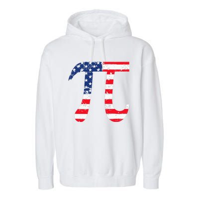 Pi Day American Flag Patriotic Math Nerd Geek 3.14 July 4th Garment-Dyed Fleece Hoodie