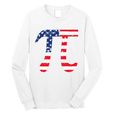 Pi Day American Flag Patriotic Math Nerd Geek 3.14 July 4th Long Sleeve Shirt