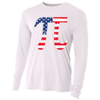 Pi Day American Flag Patriotic Math Nerd Geek 3.14 July 4th Cooling Performance Long Sleeve Crew