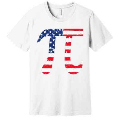 Pi Day American Flag Patriotic Math Nerd Geek 3.14 July 4th Premium T-Shirt