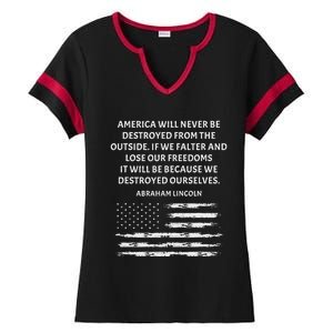 Pro Democracy Abraham Lincoln Quote Stand Up For Freedom Ladies Halftime Notch Neck Tee