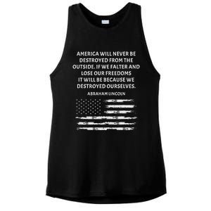 Pro Democracy Abraham Lincoln Quote Stand Up For Freedom Ladies PosiCharge Tri-Blend Wicking Tank