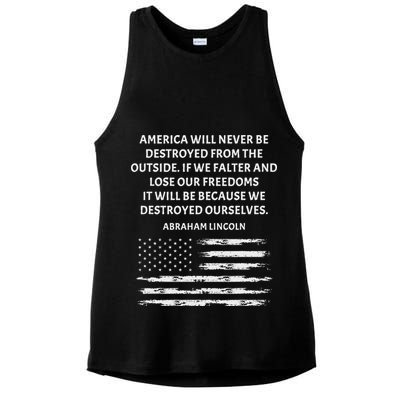 Pro Democracy Abraham Lincoln Quote Stand Up For Freedom Ladies PosiCharge Tri-Blend Wicking Tank