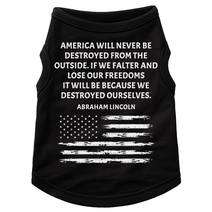 Pro Democracy Abraham Lincoln Quote Stand Up For Freedom Doggie Tank