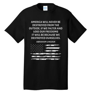 Pro Democracy Abraham Lincoln Quote Stand Up For Freedom Tall T-Shirt