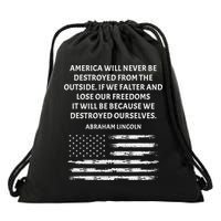 Pro Democracy Abraham Lincoln Quote Stand Up For Freedom Drawstring Bag