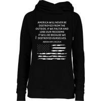 Pro Democracy Abraham Lincoln Quote Stand Up For Freedom Womens Funnel Neck Pullover Hood