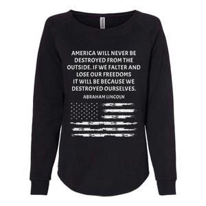 Pro Democracy Abraham Lincoln Quote Stand Up For Freedom Womens California Wash Sweatshirt