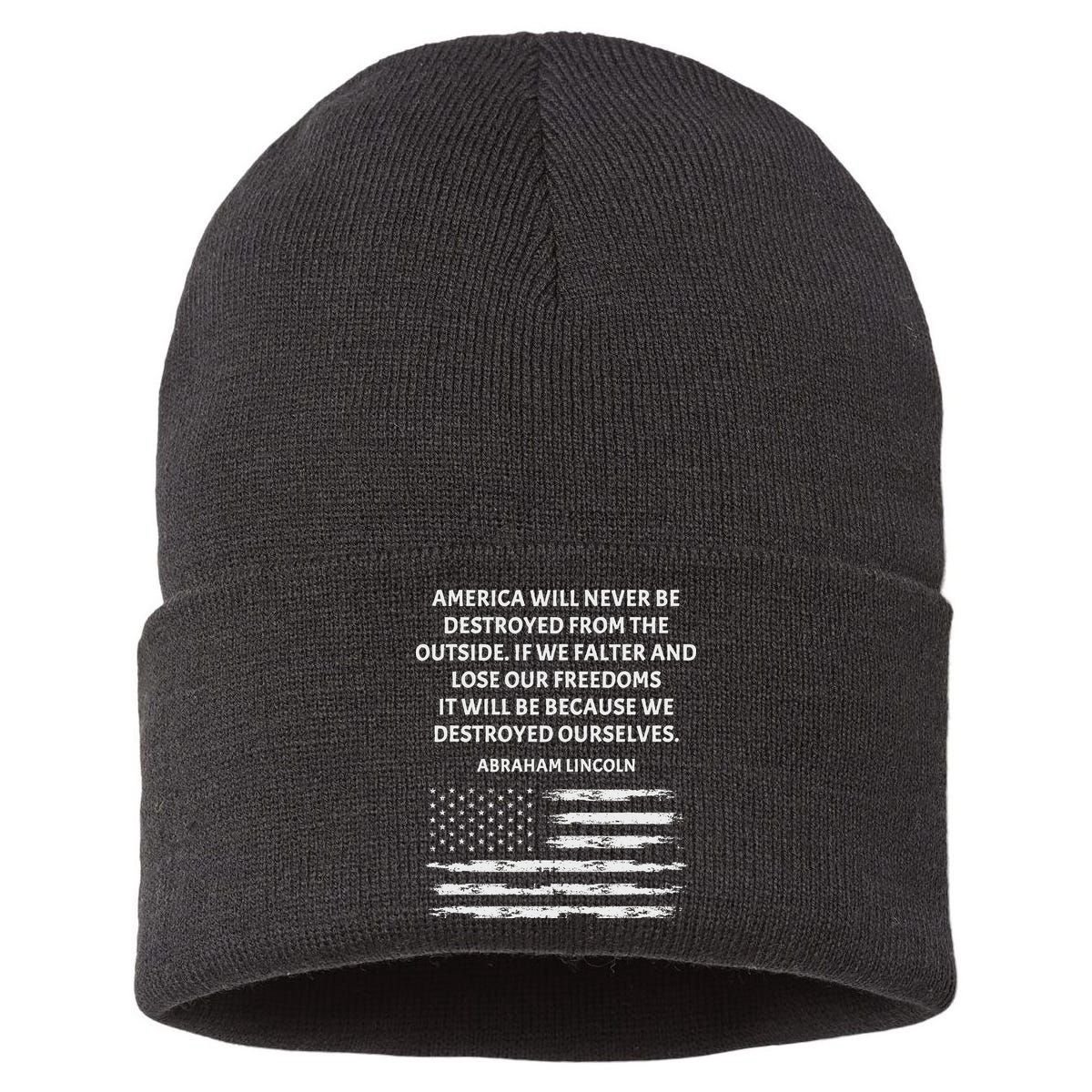 Pro Democracy Abraham Lincoln Quote Stand Up For Freedom Sustainable Knit Beanie