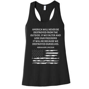 Pro Democracy Abraham Lincoln Quote Stand Up For Freedom Women's Racerback Tank