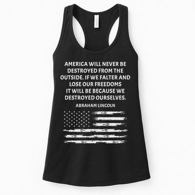 Pro Democracy Abraham Lincoln Quote Stand Up For Freedom Womens Tank Top