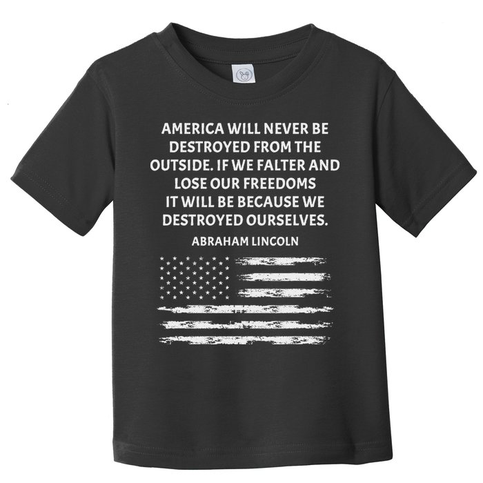 Pro Democracy Abraham Lincoln Quote Stand Up For Freedom Toddler T-Shirt