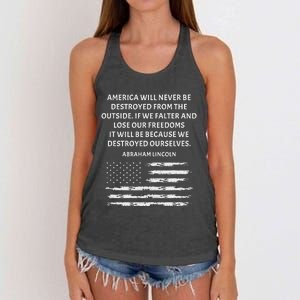 Pro Democracy Abraham Lincoln Quote Stand Up For Freedom Women's Knotted Racerback Tank